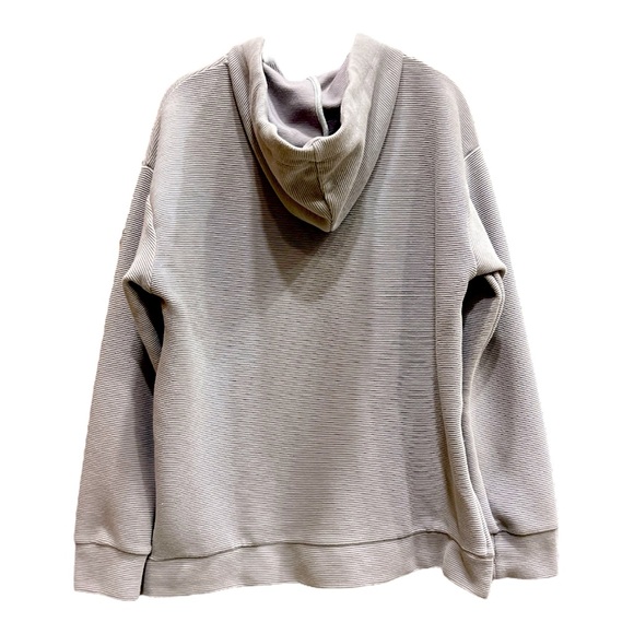 Peloton Gray Ribbed Hoodie Sweatshirt Kangaroo Pocket Long Sleeve Pullover SZ M - Picture 5 of 12